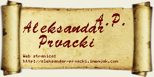 Aleksandar Prvački vizit kartica